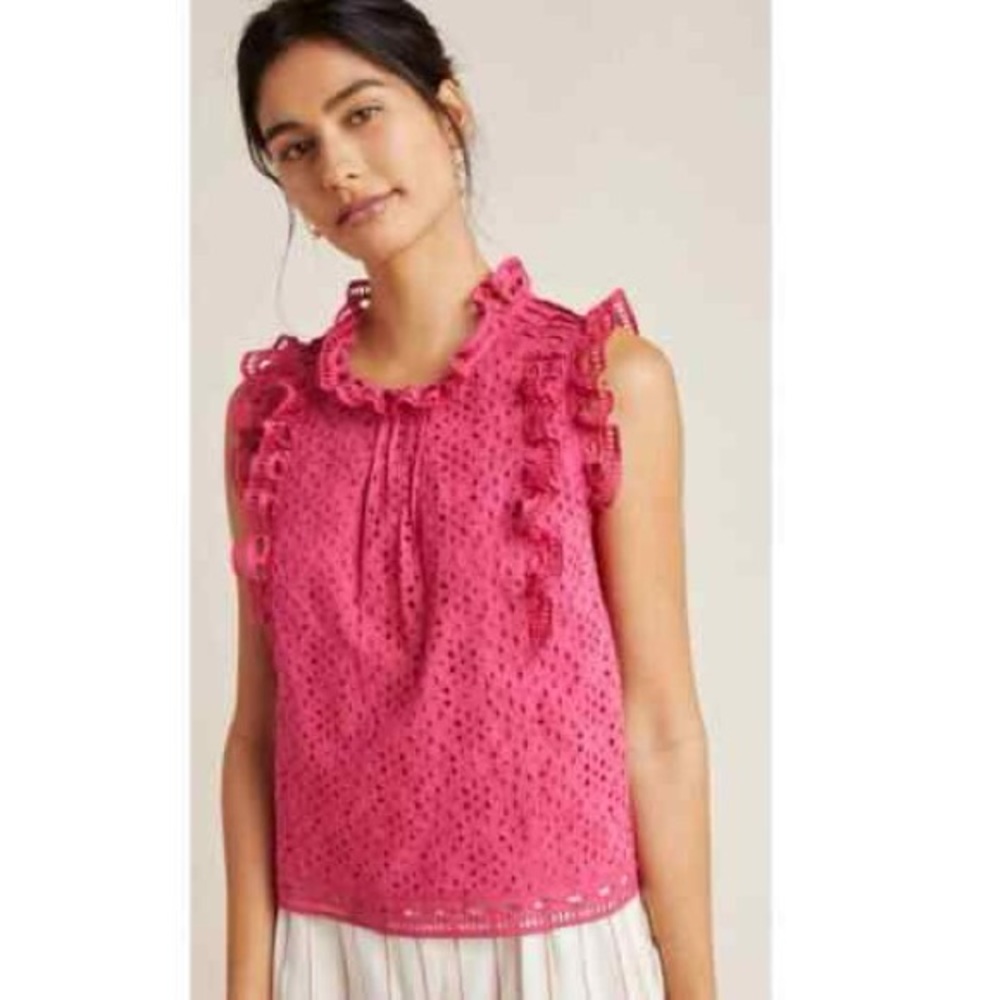 Maeve by Anthropologie Lace Eyelet Tank Top